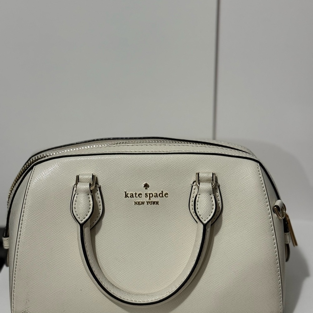 kate spade cream leather dome satchel with contrast trim